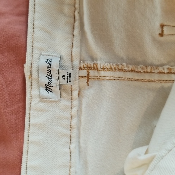 Madewell Tapered Crop White High Rise Contrast Stitch Jean Pant - Picture 8 of 9